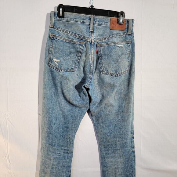 Levi Strauss & Co. 501s Wash Blue Distressed Jeans Front & Back Pockets Size S - Picture 5 of 11